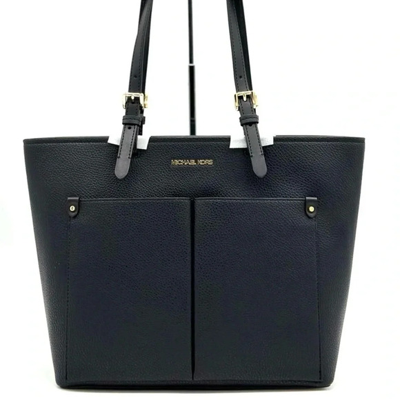 Michael Kors Jet Set Medium Pocket Tote Bag Black/Gold - Picture 1 of 10